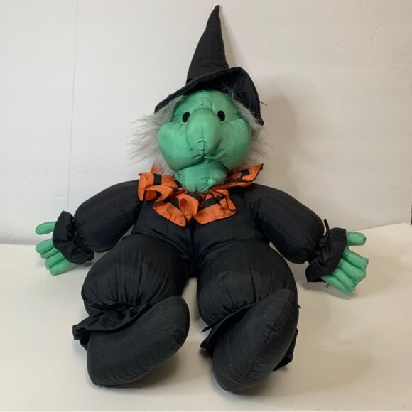 1990s Halloween Witch Plush Toy – 9” Parachute Nylon Retro Collectible - Picture 2 of 10